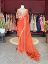 Rust Orange Designer Saree with Heavy Embroidered Blouse