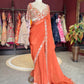 Rust Orange Designer Saree with Heavy Embroidered Blouse