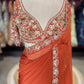 Rust Orange Designer Saree with Heavy Embroidered Blouse