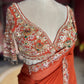 Rust Orange Designer Saree with Heavy Embroidered Blouse