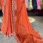 Rust Orange Designer Saree with Heavy Embroidered Blouse