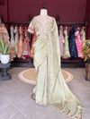 Sage Designer Saree with Embroidered Blouse and Stone Work Border
