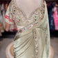 Sage Designer Saree with Embroidered Blouse and Stone Work Border