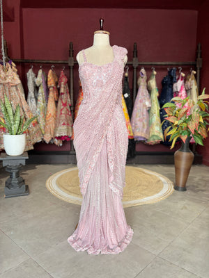 Designer Saree with Embellished Blouse and Draped Party Wear Look