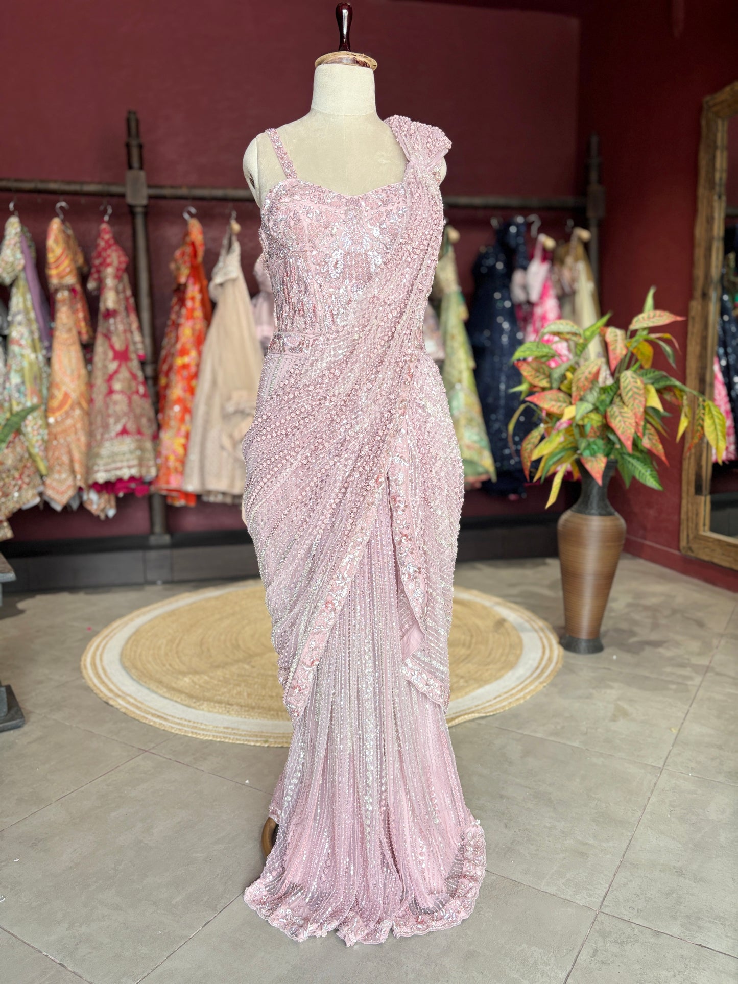 Designer Saree with Embellished Blouse and Draped Party Wear Look