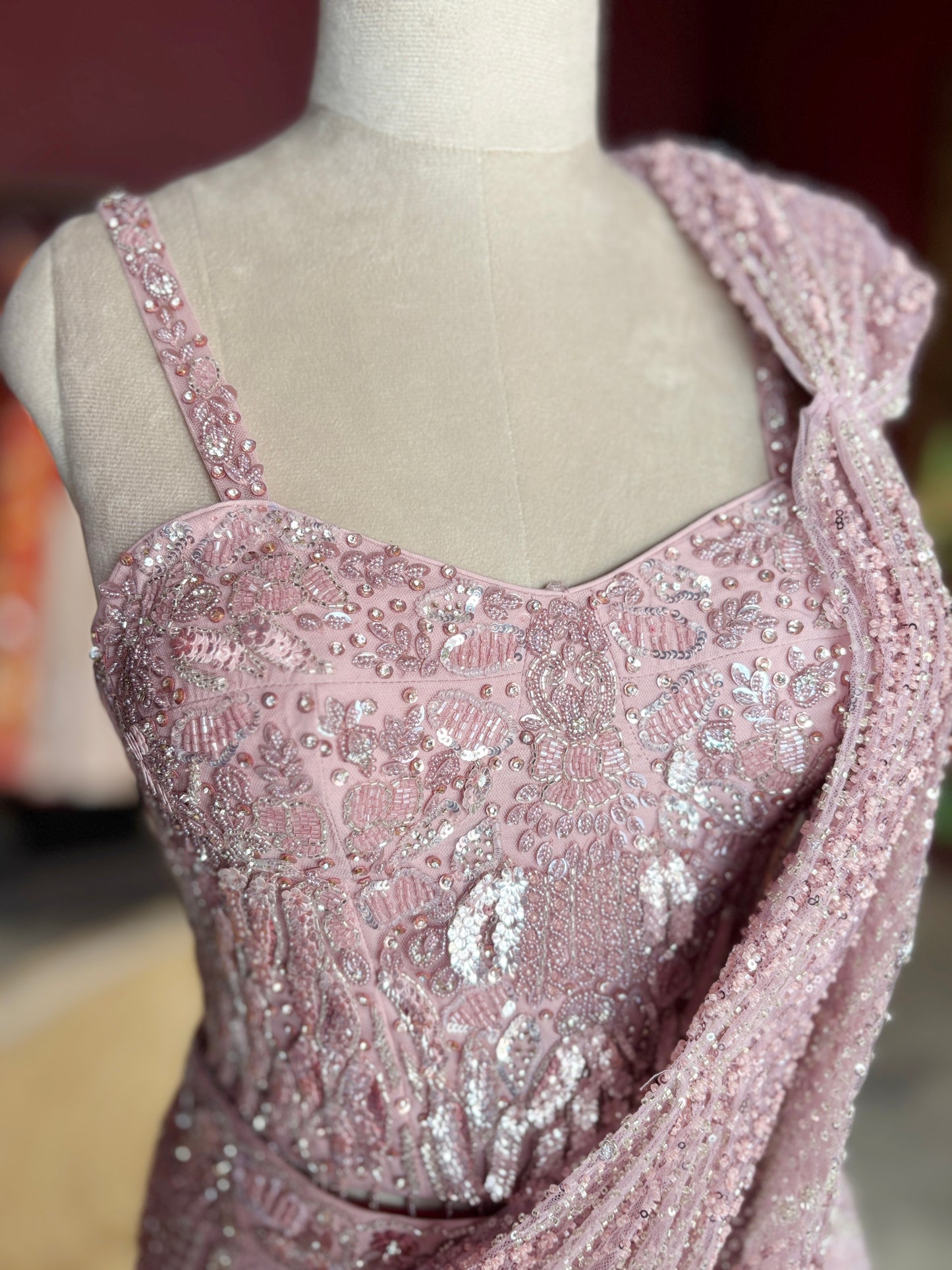 Designer Saree with Embellished Blouse and Draped Party Wear Look