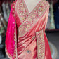 Banarasi Designer Saree with Golden Embroidery and Pink Dupatta Detail
