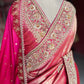 Banarasi Designer Saree with Golden Embroidery and Pink Dupatta Detail