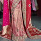 Banarasi Designer Saree with Golden Embroidery and Pink Dupatta Detail