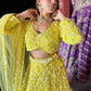 Yellow Heavy Embroidered Lehenga with Full-Sleeve Blouse