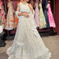Ivory White Net Lehenga with Heavy Embroidery and Scallop Dupatta
