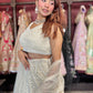 Ivory White Net Lehenga with Heavy Embroidery and Scallop Dupatta