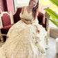 Ivory White Net Lehenga with Heavy Embroidery and Scallop Dupatta