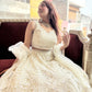 Ivory White Net Lehenga with Heavy Embroidery and Scallop Dupatta
