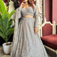 Silver Grey Heavy Embroidered Lehenga with Net Dupatta