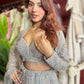 Silver Grey Heavy Embroidered Lehenga with Net Dupatta