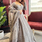 Silver Grey Heavy Embroidered Lehenga with Net Dupatta