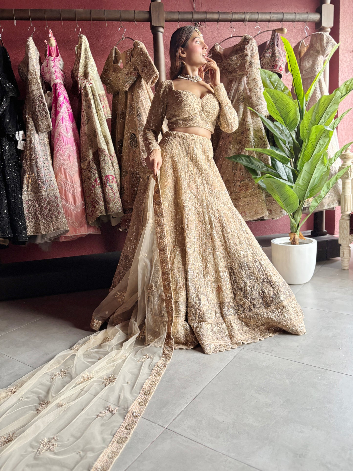 Golden Maharani Designer Lehenga With Grand Heritage Zari Work