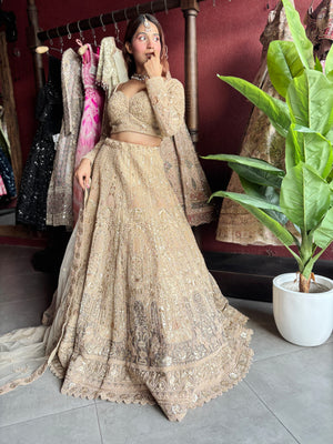Golden Maharani Designer Lehenga With Grand Heritage Zari Work
