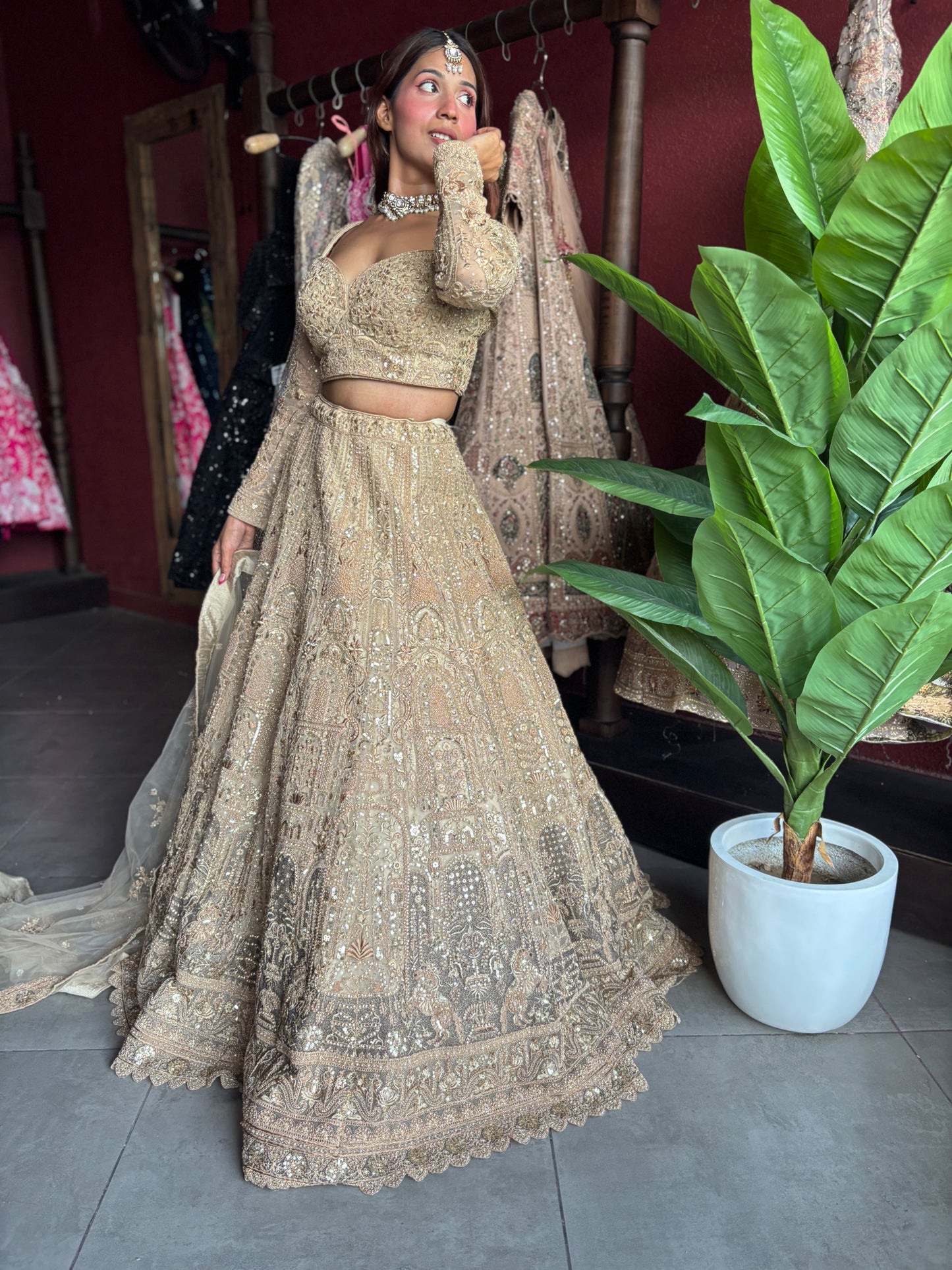 Golden Maharani Designer Lehenga With Grand Heritage Zari Work