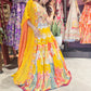Multicolour Yellow Printed Designer Lehenga Set
