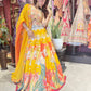 Multicolour Yellow Printed Designer Lehenga Set