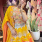 Multicolour Yellow Printed Designer Lehenga Set