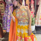 Multicolour Yellow Printed Designer Lehenga Set