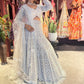 Lt-Grey Heavy Embroidered DesignerLehenga with Net Dupatta