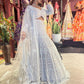 Lt-Grey Heavy Embroidered DesignerLehenga with Net Dupatta