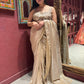 Elegant Gold Sequin Saree With Designer Readymade Blouse