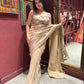 Elegant Gold Sequin Saree With Designer Readymade Blouse