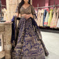 Lehenga Choli with Antique Gold Zari & Architectural Motif Work