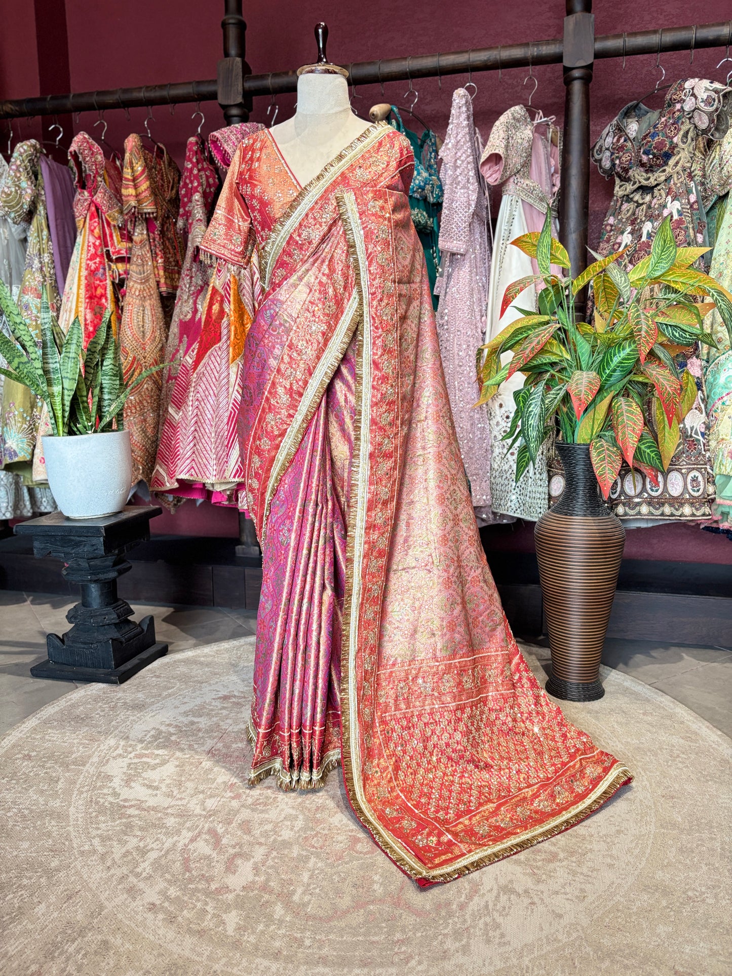 Banarasi Designer Saree with Heavy Golden Zari Border