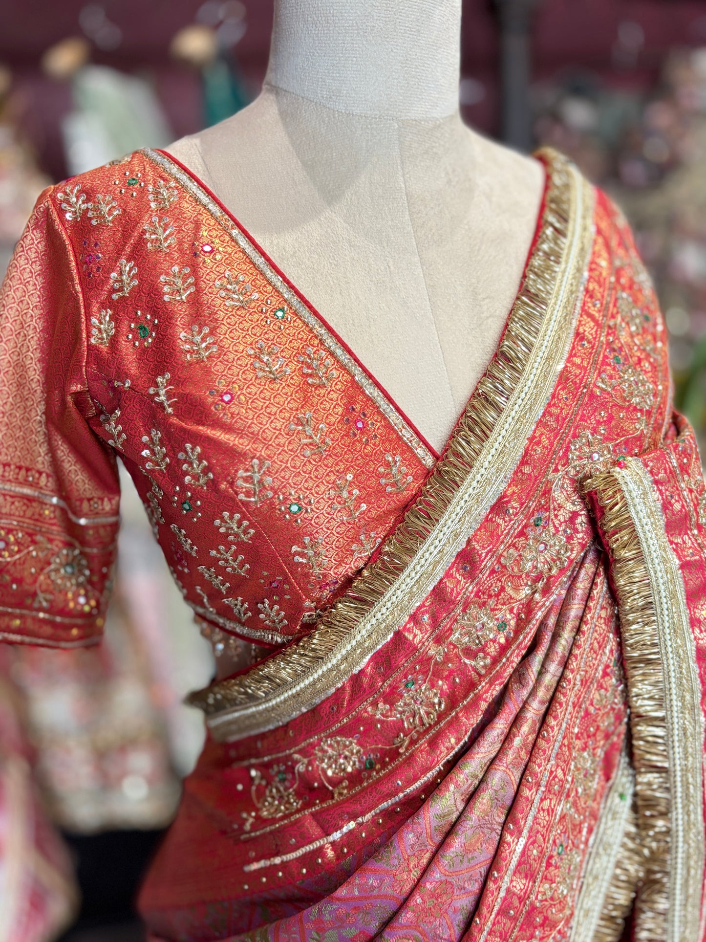 Banarasi Designer Saree with Heavy Golden Zari Border