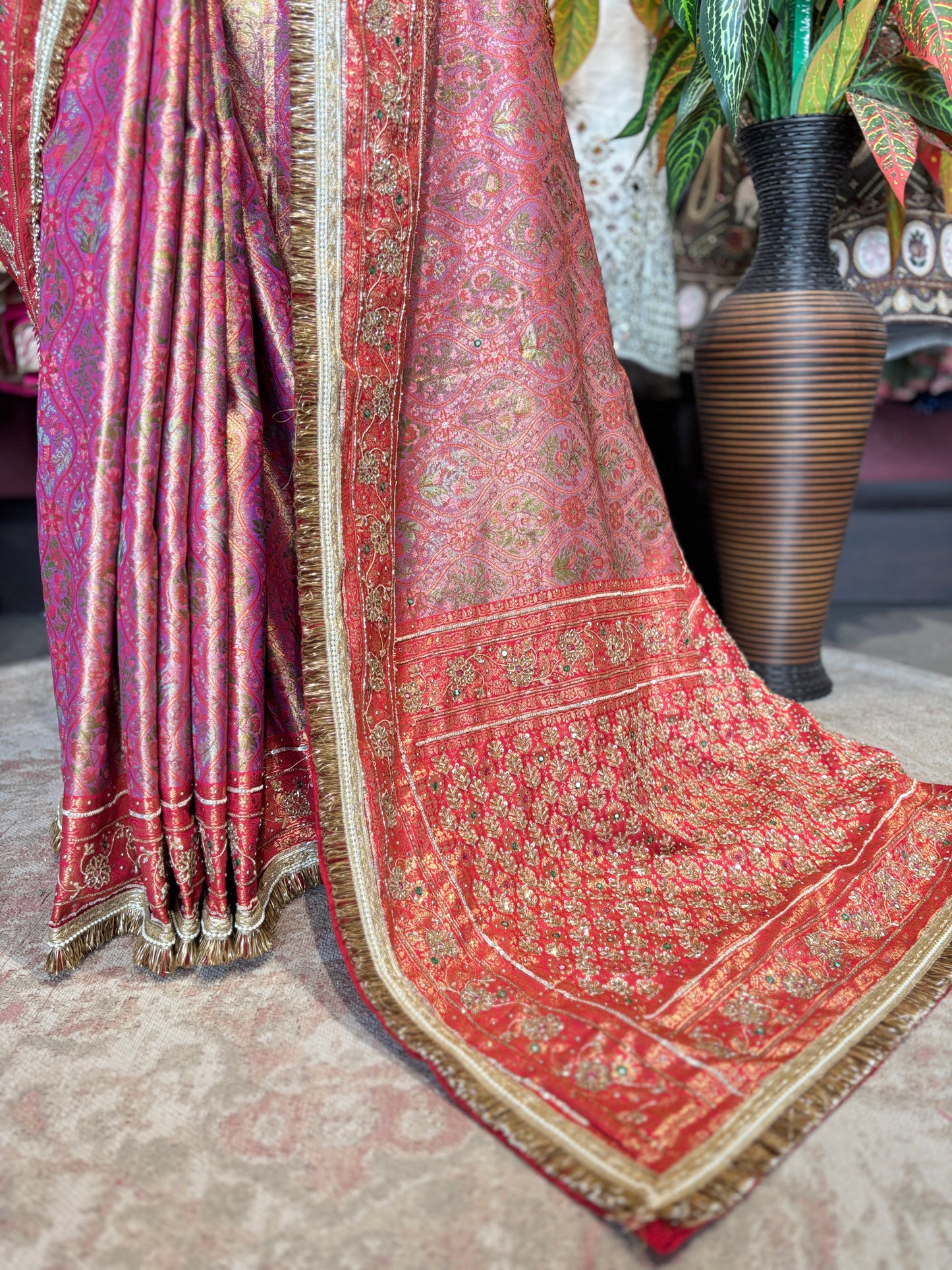 Banarasi Designer Saree with Heavy Golden Zari Border