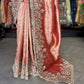 Red Banarasi Designer Saree with Heavy Golden Embroidered Border