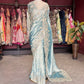 Sky Blue Banarasi Designer Saree with Heavy Golden Embroidered Border