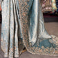 Sky Blue Banarasi Designer Saree with Heavy Golden Embroidered Border