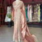 Rose Gold Banarasi Designer Saree with Heavy Golden Embroidered Border