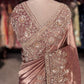 Rose Gold Banarasi Designer Saree with Heavy Golden Embroidered Border