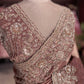 Rose Gold Banarasi Designer Saree with Heavy Golden Embroidered Border