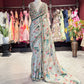 Designer Saree with Black Embroidered Border and Heavy Blouse