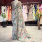 Designer Saree with Black Embroidered Border and Heavy Blouse