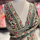 Designer Saree with Black Embroidered Border and Heavy Blouse