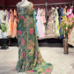 Designer Saree with Black Embellished Blouse and Embroidered Border