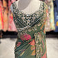 Designer Saree with Black Embellished Blouse and Embroidered Border