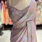 Iridescent Blush Pink Sequin Designer Saree with Embellished Blouse