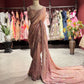 Designer Saree with Heavy Embellished Blouse and Contrast Border