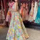 Multicolor Abstract Lehenga with Sweetheart Neckline Blouse
